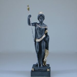 Hera statue standing and watching in Patina Black color