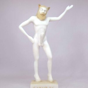 Statue of Satyr standing in Patina color