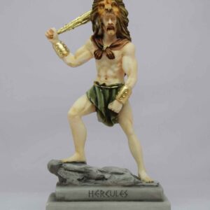 Hercules ready to fight with a bat wearing a lion's hat in color