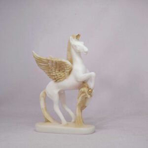 The statue of Pegasus standing in Patina color
