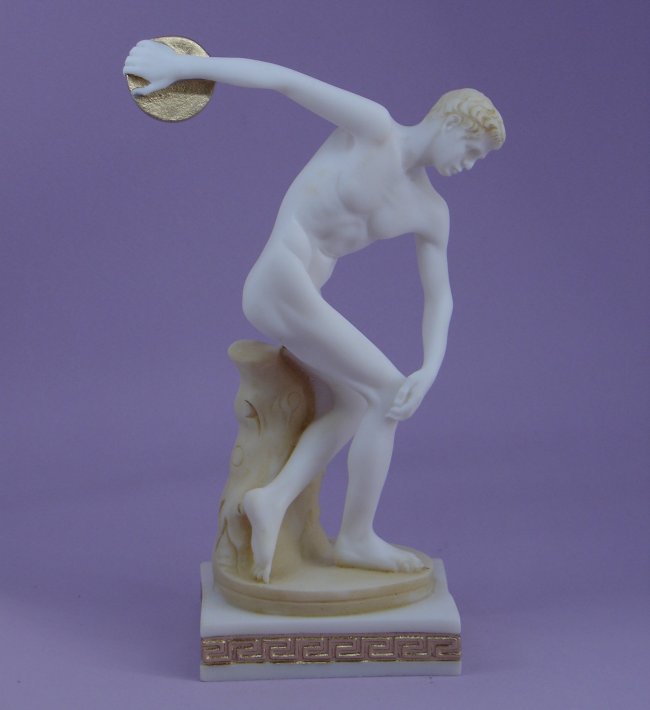 12-218-p-small The statue of Discobolus (Discus thrower) ready to throw the discus in Patina color