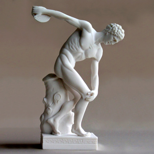 12-218 The statue of Discobolus (Discus thrower) ready to throw the discus in White color