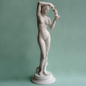 The whole statue of Aphrodite holding roses in White color