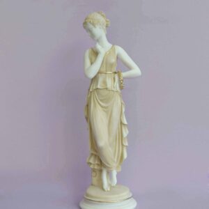 Statue of Maiden with flowers in Patina color