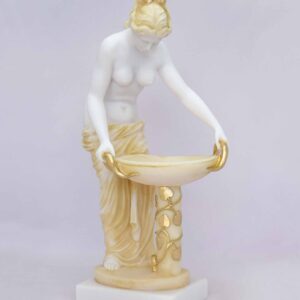 The whole statue of Hestia made of Alabaster in Patina color