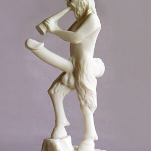 The statue of Satyr playing music in White color