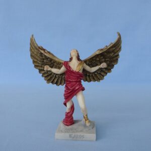 Greek statue of Icarus with open wings in color