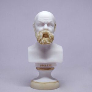 The bust statue of Socrates in Patina color