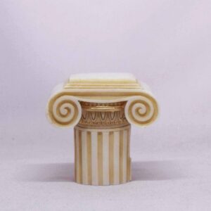 The statue of a Greek half column at Ionic order in Patina color