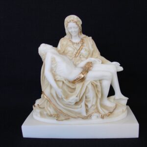 The statue of Virgin Mary holding the dead body of Christ - Michelangelo's Pieta in Patina color