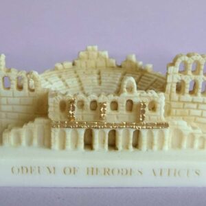 The micrography statue of Odeon of Herodes Atticus in Patina color