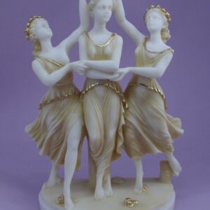 The statue of the Graces crown the third in Patina color