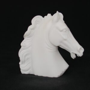 The bust statue of a horse in White color