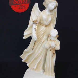 The Guardian Angel with a child praying in Patina color