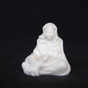 Greek statue of Arab woman sitting down holding bag with water in White color
