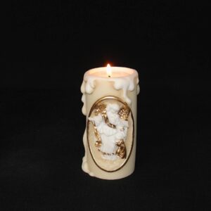 Greek candle case of Guardian Angel made of alabaster in Patina Color