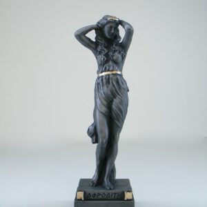 The Statue of Aphrodite stands and holds her head with both her hands in Patina Black color